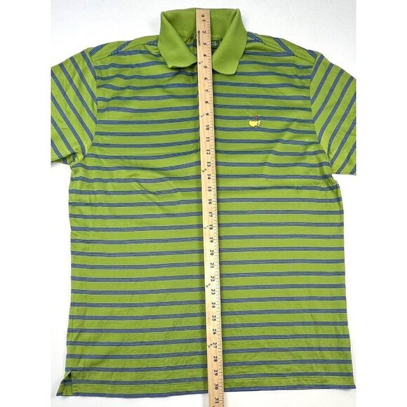 Master's AMEN CORNER Mens MEDIUM Green/Blue Stripe S/S Golf POLO Hong Kong EUC - Picture 9 of 9